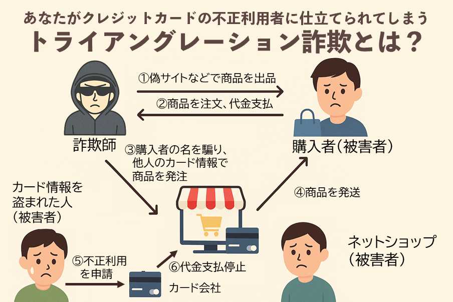 ネットで商品を購入しただけなのに･･･知らないうちに犯罪者にされる！「トライアングレーション詐欺」に要注意！